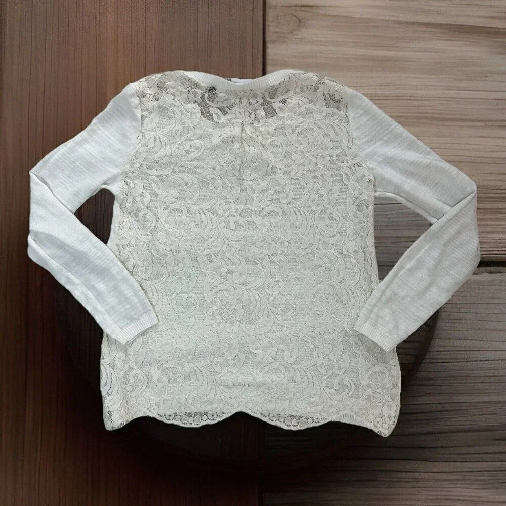 Cabi Sweater Women's XS White Cream Sophia Lace Back Sweater Feminine 5005 - Picture 5 of 14